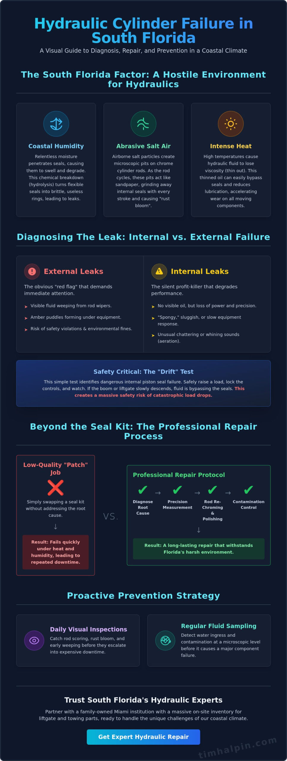 Leaking Hydraulic Cylinder Repair in South Florida: The Fleet Manager’s Guide