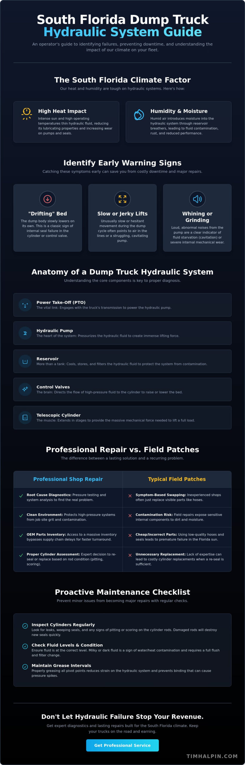 Dump Truck Hydraulic Repair in South Florida: Minimize Downtime with Expert Care (2026)