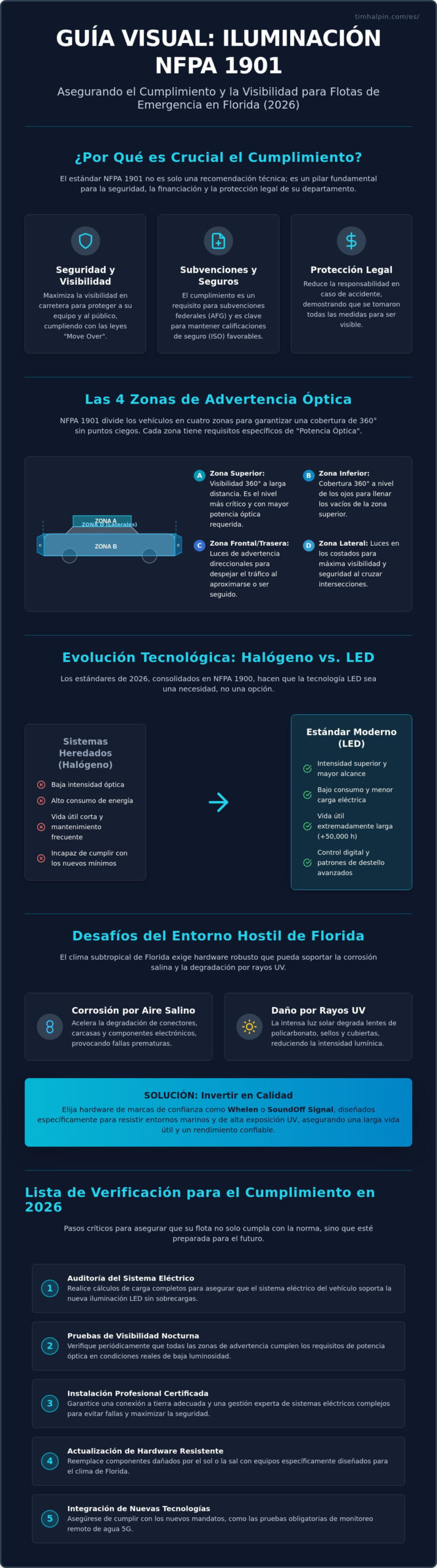 Iluminación Conforme a NFPA 1901 en Florida: La Guía de Seguridad de Flotas 2026