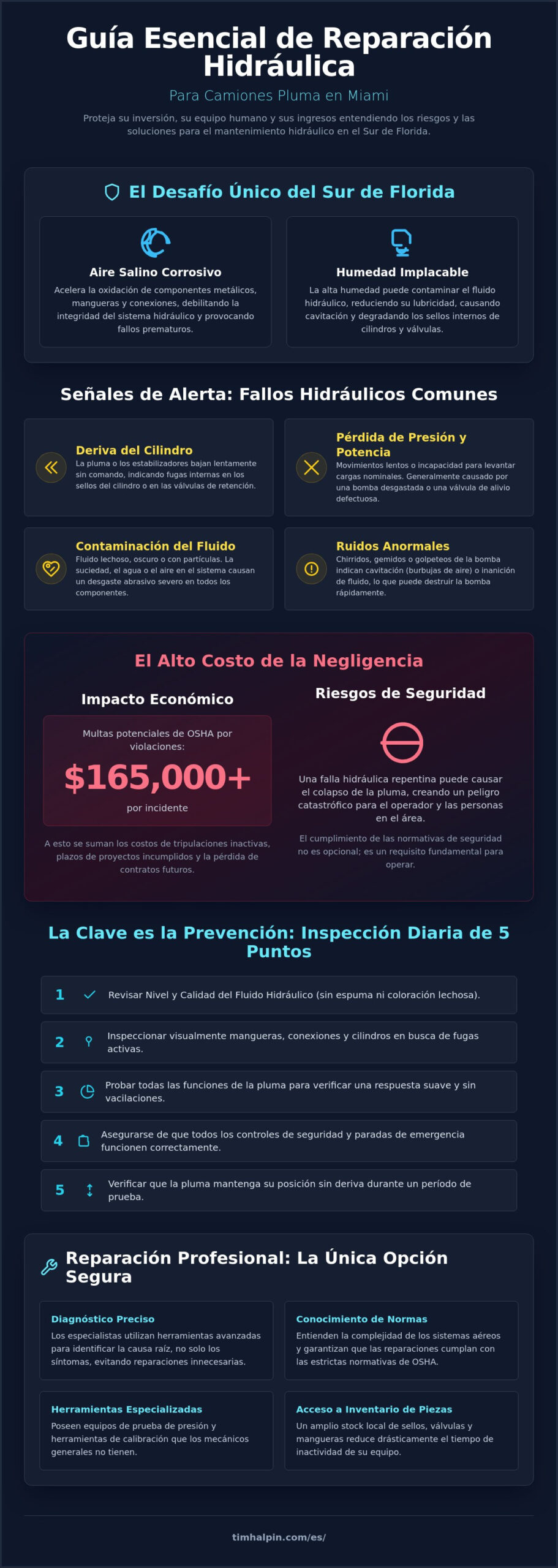 Reparación hidráulica de camiones pluma en Miami: Garantizando seguridad y rendimiento
